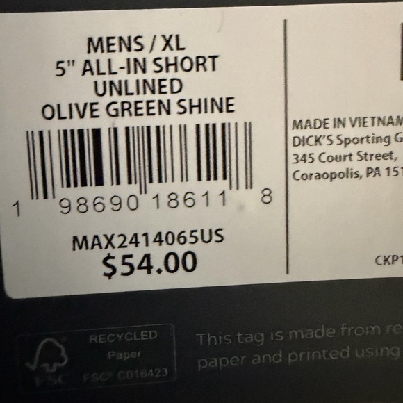 Men’s New VRST Men's 5" All-In Unlined Short Shorts Olive Green Shine Size XL - Picture 6 of 7